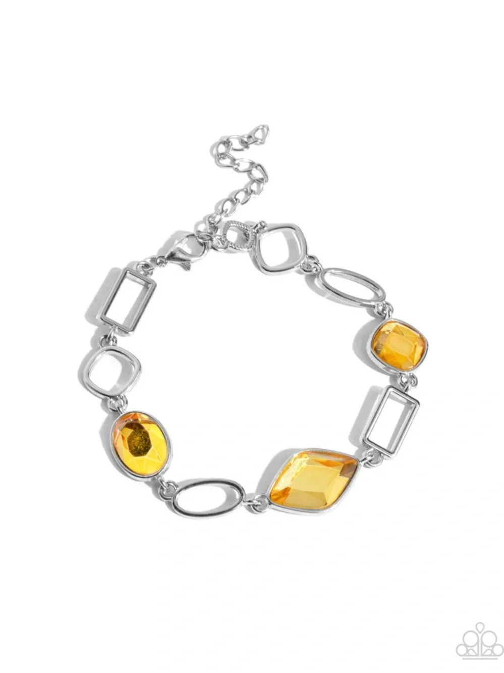 Paparazzi Sunny Facet Link Bracelet - Yellow Gems
